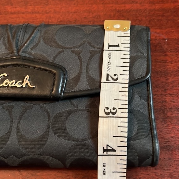 Coach- Signature C Trifold Black Removable Checkbook Wallet 2 Pieces - Picture 10 of 10